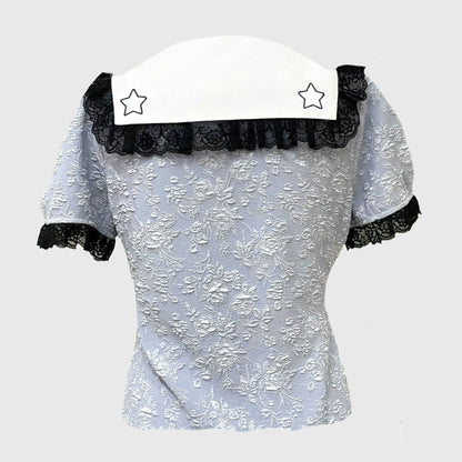 Back Of Blameless Blouse Black and Blue